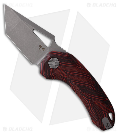 Damned Designs Oni XL Knife Red/Black Damascus G-10 SW