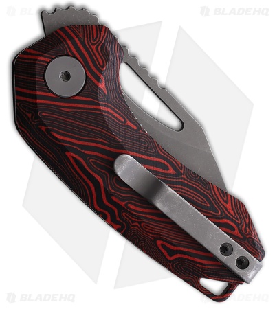 Damned Designs Anzu Liner Lock Knife Red/Black Damascus G-10 (2" SW)