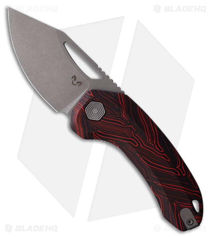 Damned Designs Anzu XL Knife Red/Black Damascus G-10 SW