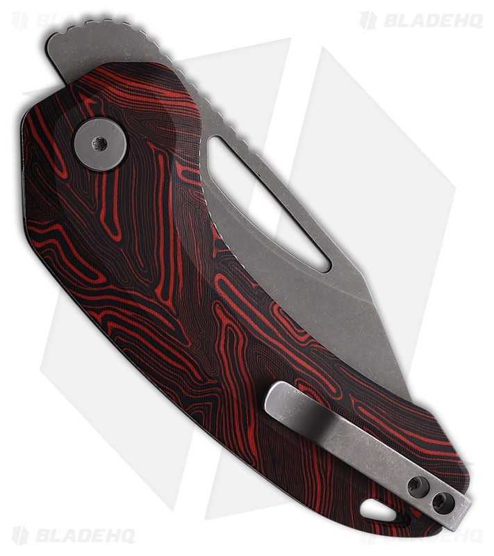 Damned Designs Anzu XL Knife Red/Black Damascus G-10 SW