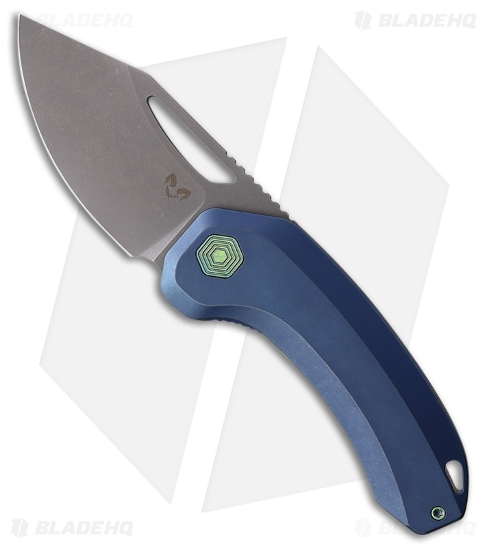 Damned Designs Anzu XL Frame Lock Knife Blue Titanium SW