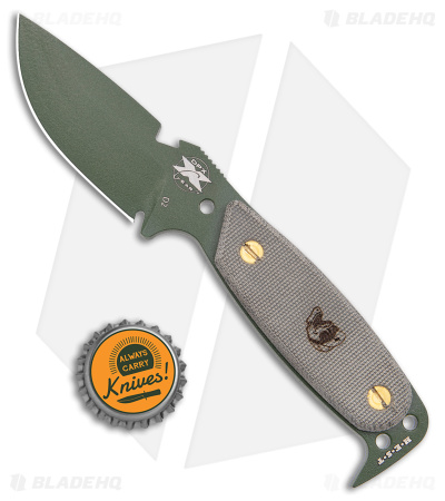 DPx Gear HEST Original Fixed Blade Knife Green Micarta (3.75" OD Green)