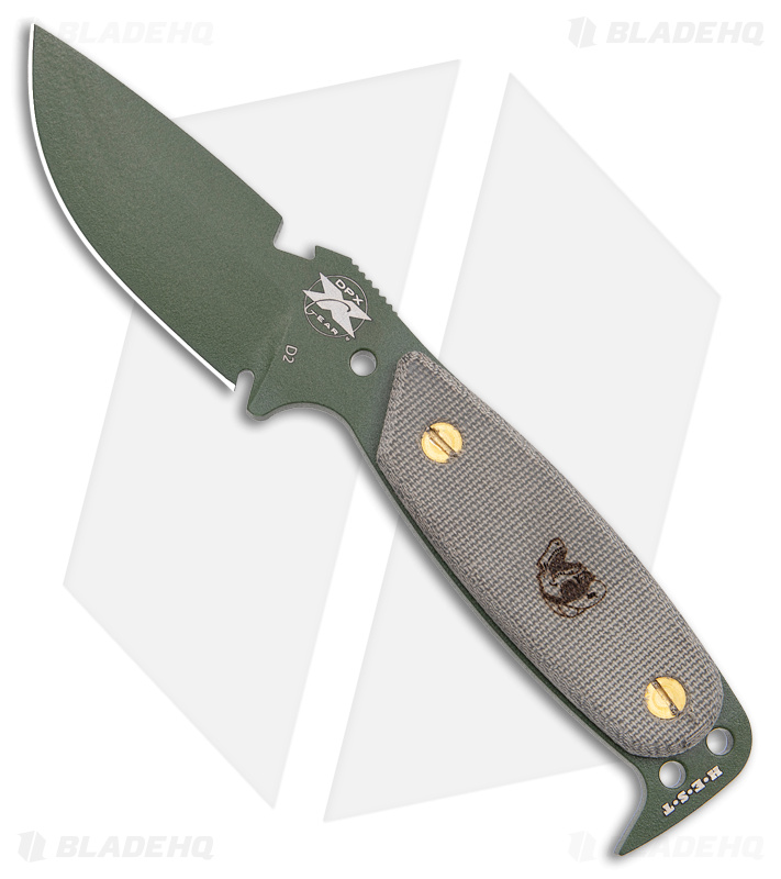 DPx Gear HEST Original Fixed Blade Knife Green Micarta (3.75" OD Green)