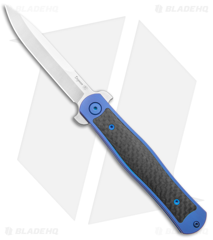 DROP + Degnan Emrose Frame Lock Knife Blue Titanium/CF (3.25" Satin)