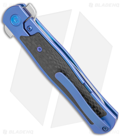DROP + Degnan Emrose Frame Lock Knife Blue Titanium/CF (3.25" Satin)