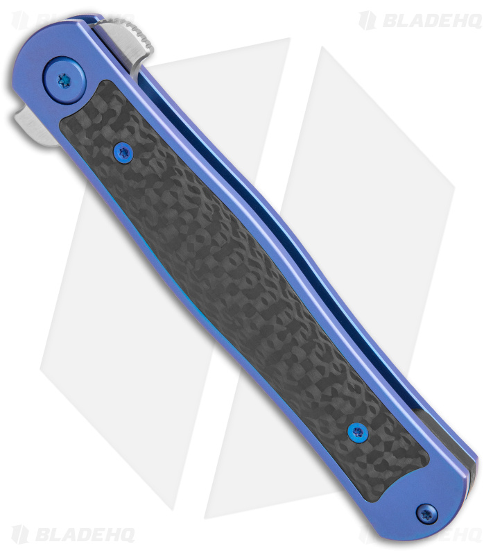 DROP + Degnan Emrose Frame Lock Knife Blue Titanium/CF (3.25" Satin)