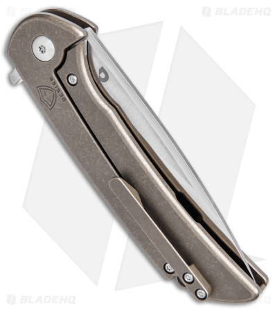 DROP + Ferrum Forge | Crux Folding Knife | Bronze Titanium - Blade HQ