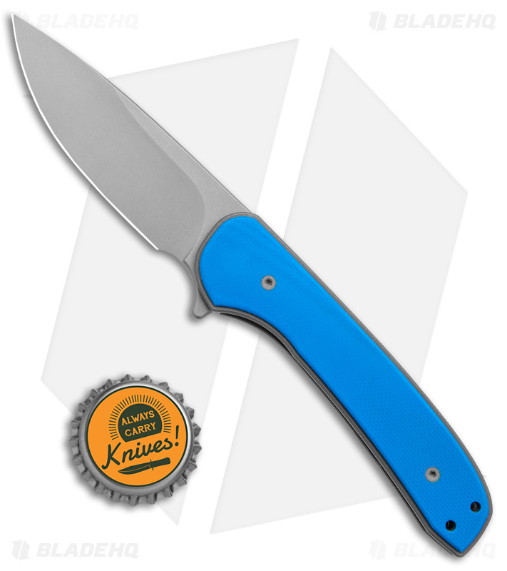 DROP + Ferrum Forge Gent Frame Lock Knife Blue G-10 (3" SW)
