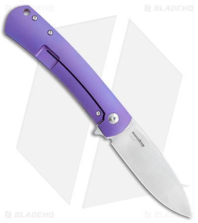 DROP + Laconico Keen Frame Lock LH Knife Purple Titanium (3.25" Satin)