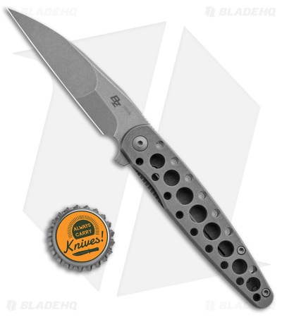 DROP + Zinker Dog Frame Lock Knife | Gray Titanium/SW - Blade HQ