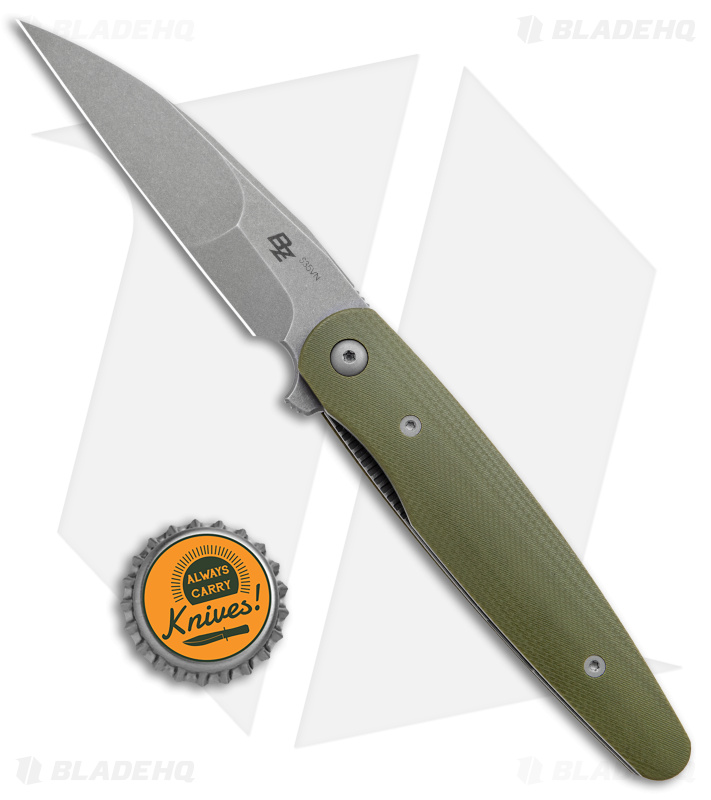DROP + Zinker Dogtooth | Frame Lock Knife | OD Green G-10 - Blade HQ