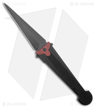 Daggerr Knives Cinquedea Liner Lock Knife Black Aluminum (5.6" Black D2)
