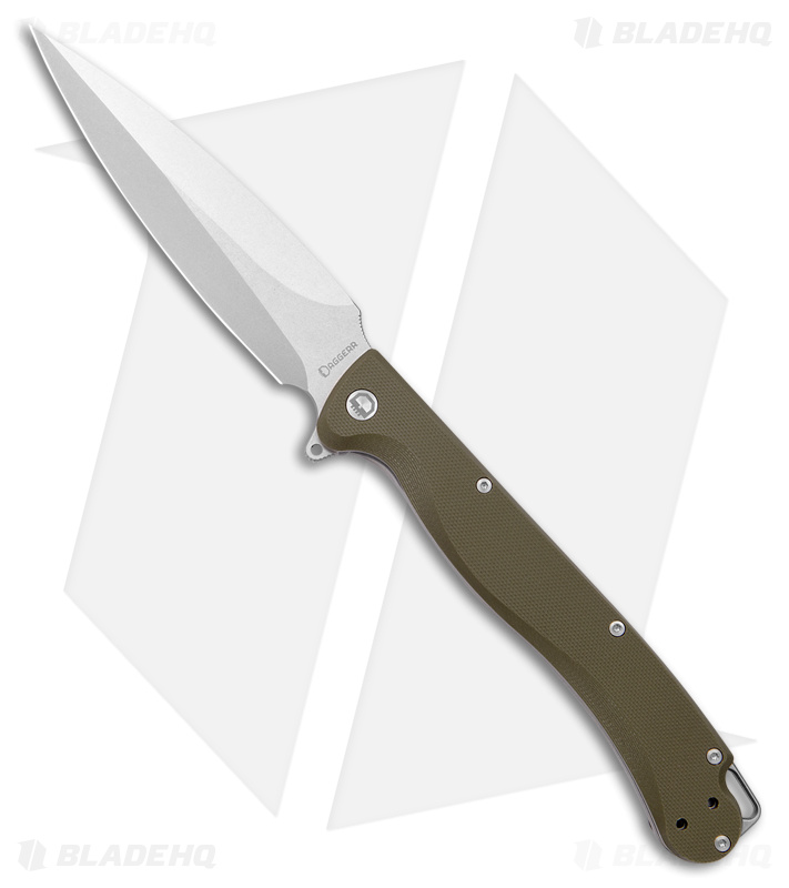 Daggerr Knives Vendetta Frame Lock Knife Olive G-10 (5" Stonewash)