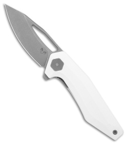 Damned Designs Brahma Liner Lock Knife White G-10 (3.6" Stonewash)