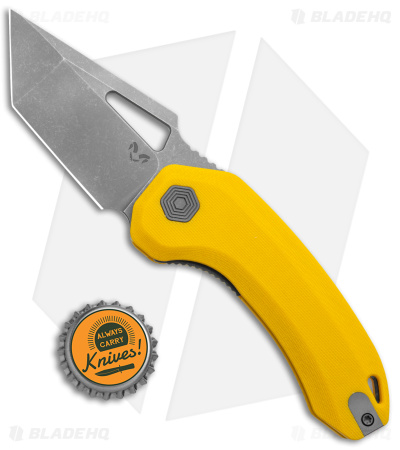 Damned Designs Oni XL Liner Lock Knife Yellow G-10 (3" SW)