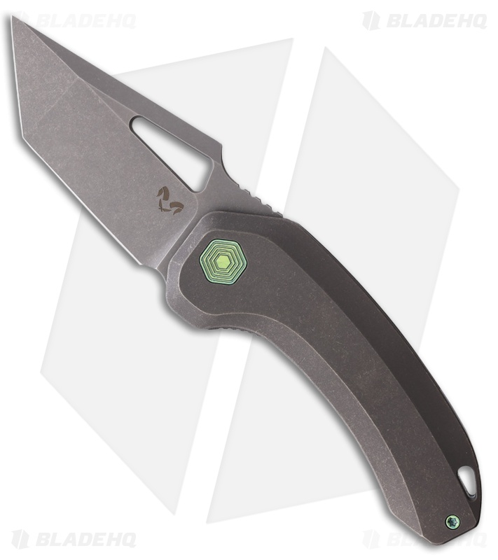 Damned Designs Oni XL Frame Lock Knife Stonewash Titanium (3" Stonewash)
