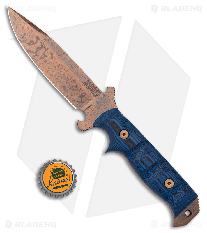 Dawson Knives Chief Fixed Blade Knife Blue/Black G-10 (5" AZ Copper MagnaCut) 
