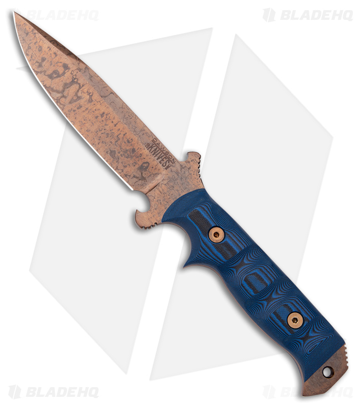 Dawson Knives Chief Fixed Blade Knife Blue/Black G-10 (5" AZ Copper MagnaCut) 