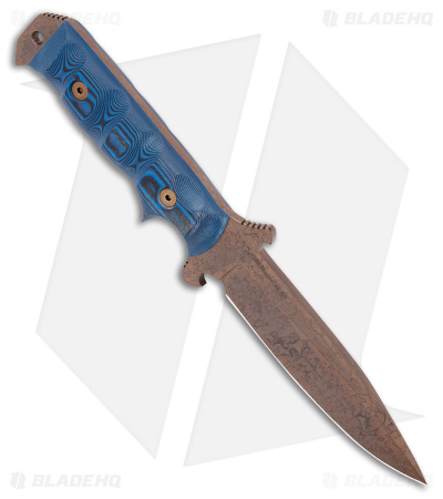 Dawson Knives Chief Fixed Blade Knife Blue/Black G-10 (5" AZ Copper MagnaCut) 