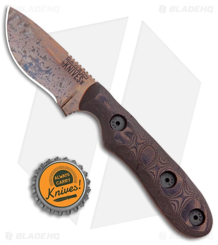 Dawson Knives Field Guide Fixed Blade Knife Orange G-10 (2.5" Arizona Copper)