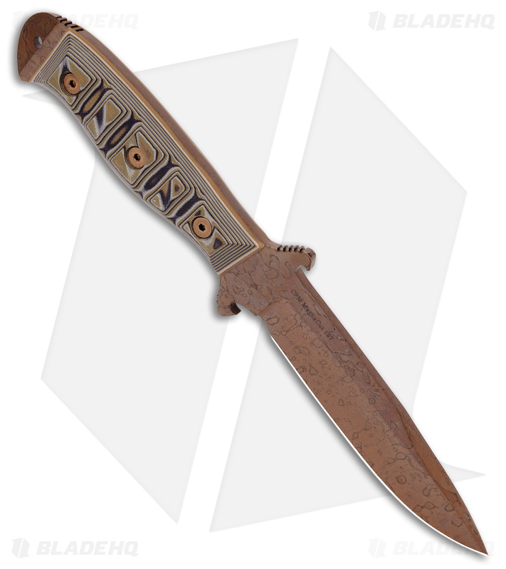 Dawson Raider 5 Fixed Blade Knife Desert Camo G-10 (4.5" AZ Copper MagnaCut)