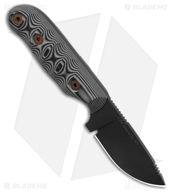 Dawson Knives Razorback MagnaCut Fixed Knife Black/White G-10 (2.8" Apoc Black)