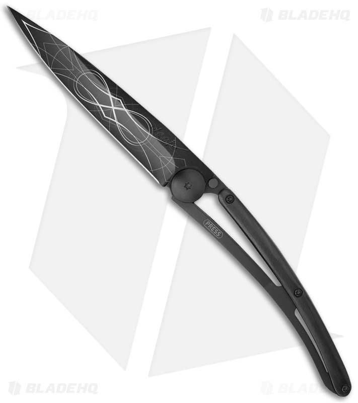 Deejo 27g Infinity Ultra-Light Liner Lock Knife Ebony Wood (3" Black)