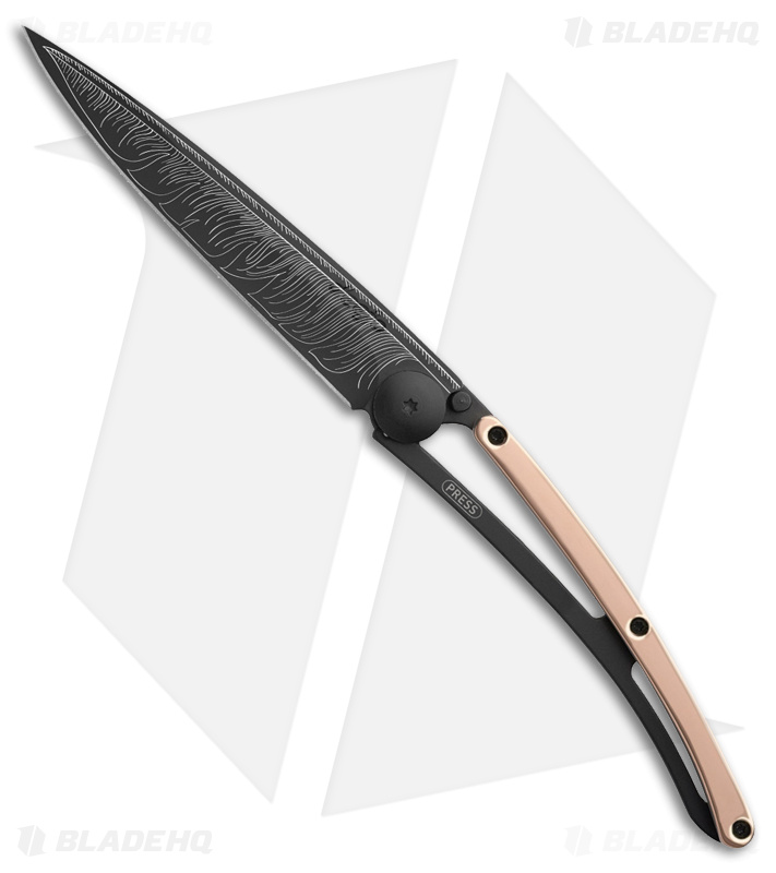 Deejo 37g Feather Ultra-Light Liner Lock Knife Pink Gold (3.75" Black)