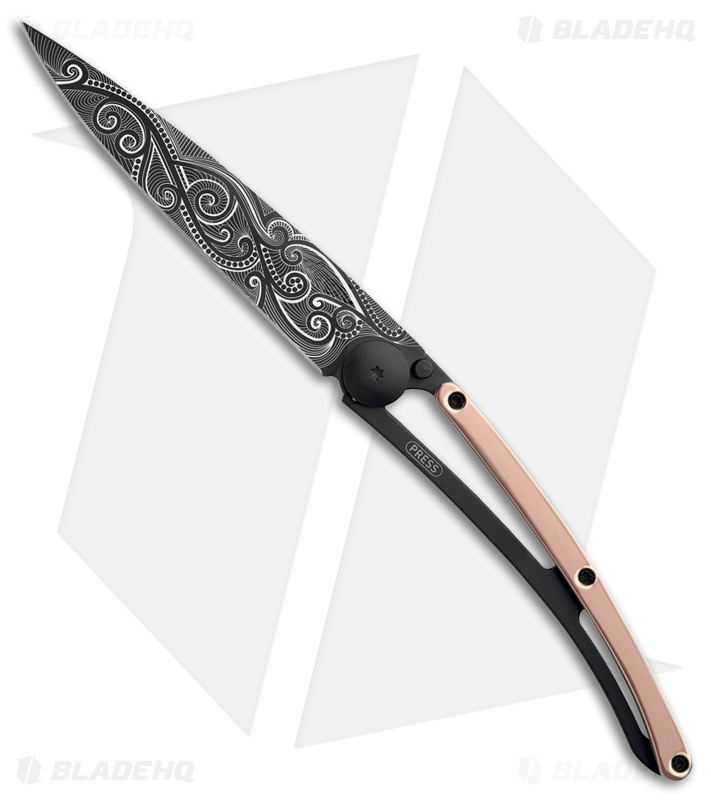 Deejo 37g Pacific Ultra-Light Liner Lock Knife Pink Gold (3.75" Black)