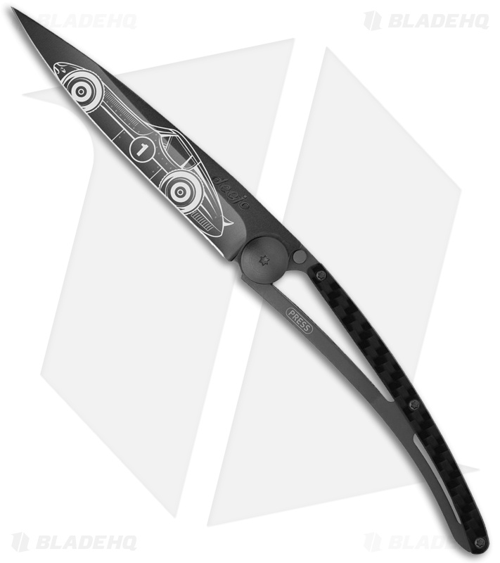 Deejo 37g Bolide Ultra-Light Liner Lock Knife Carbon Fiber (3.75" Black)