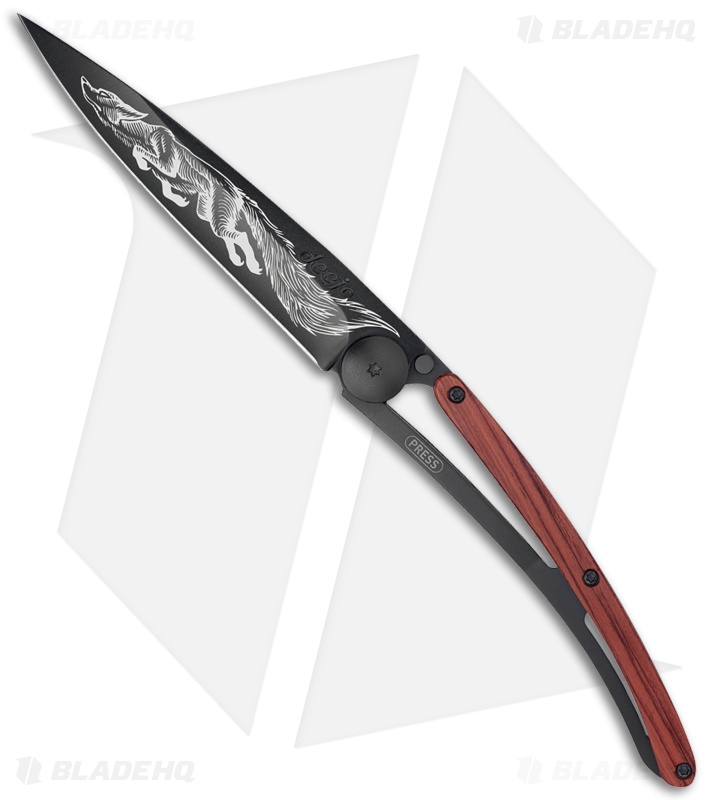 Deejo 37g Fox Ultra-Light Knife Frame Lock Knife Coral Wood (3.75" Satin)