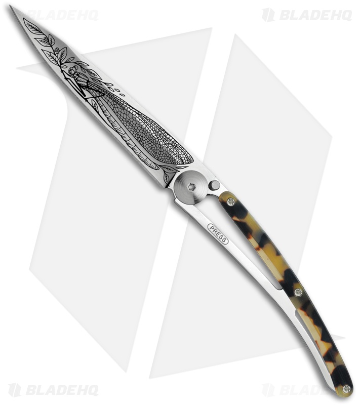 Deejo 37g Dark Turtle Dragonfly Linerlock Knife (3.75 Satin)