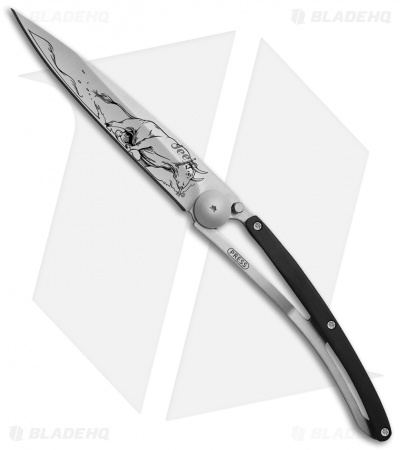 Deejo 37g Bull Ultra-Light Frame Lock Knife Ebony (3.75" Satin)