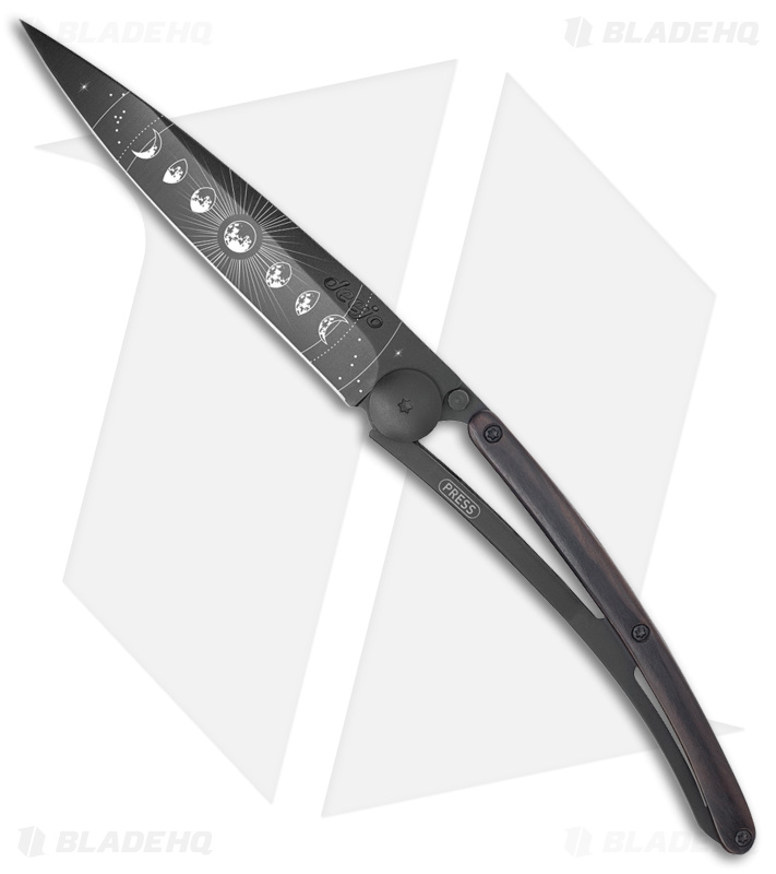 Deejo 37g Moon Phase Ultra-Light Liner Lock Ebony - Blade HQ