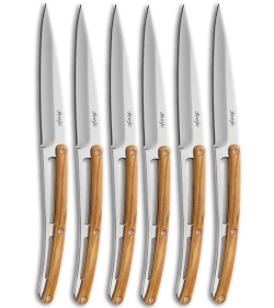 Deejo Steak Knives Olive Wood - Set of 6