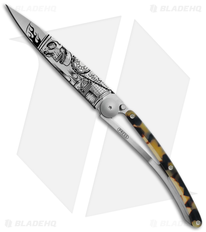 Deejo 37g Ride Or Die Dark Ultra-Light Knife Turtle Shell (3.75" Satin)