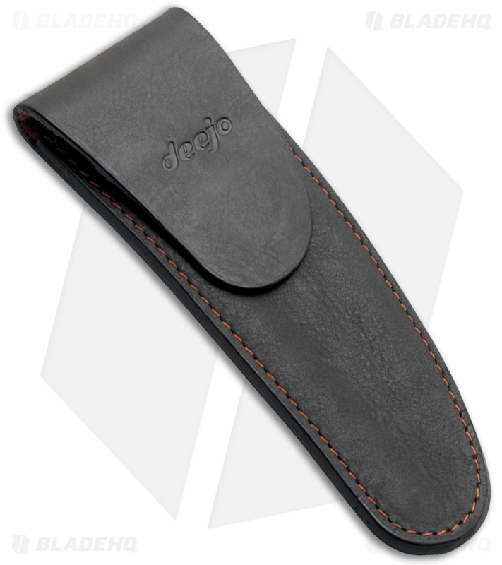 Deejo 37g Leather Belt Sheath Black Mocca w/ Magnetic Closure