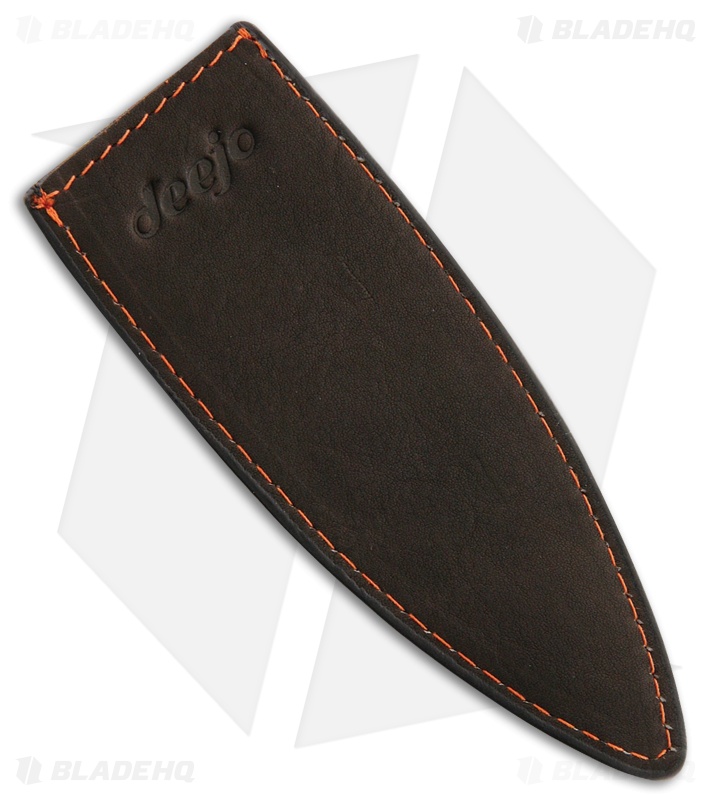 Deejo 27g Brown Leather Sheath w/ Orange Stitching