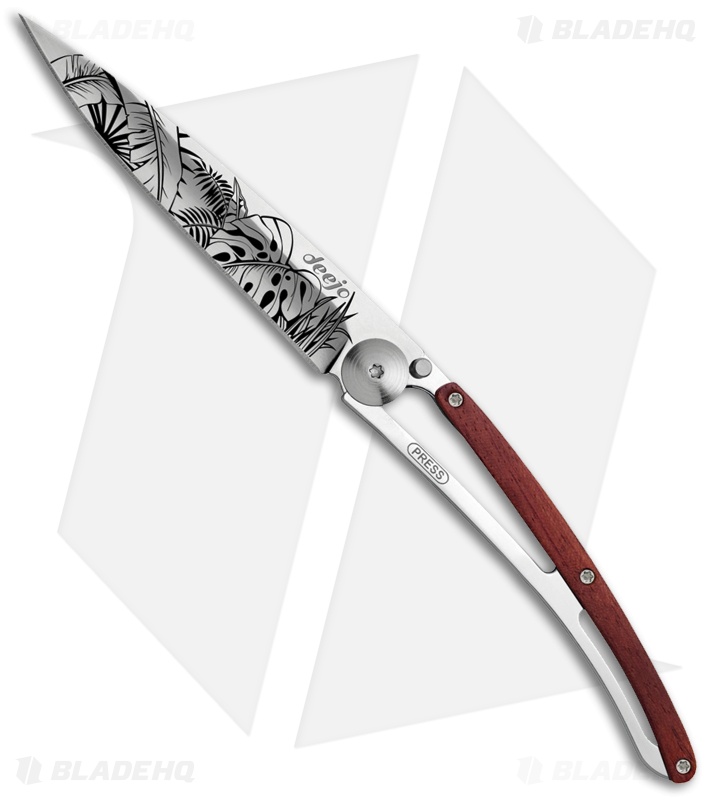 Deejo Mirror 37g Jungle Ultra-Light Frame Lock Knife Coral (3.75" Satin)