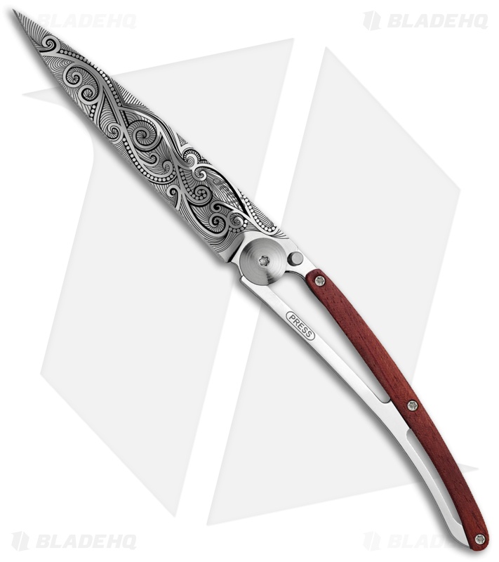 Deejo Mirror 37g Pacific Ultra-Light Frame Lock Knife Coral (3.75" Satin)