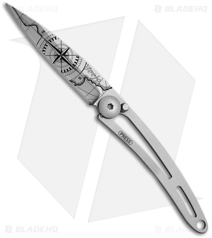 Deejo 15g Terra Incognita Tattoo Ultra-Light Frame Lock Knife (2" Satin)