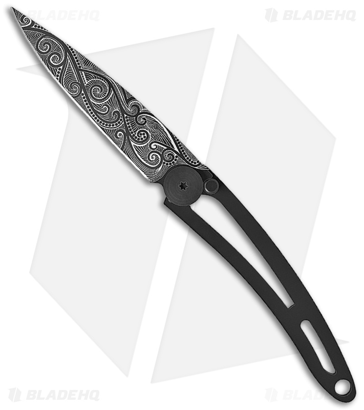 Deejo Naked Black Pacific Tattoo 27g Knife Carbon Fiber (3.15" Black)
