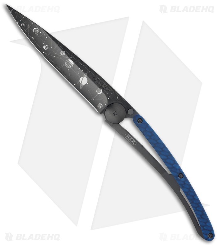 Deejo Python 37g Astro Ultra-Light Frame Lock Knife Blue (3.75" Black)