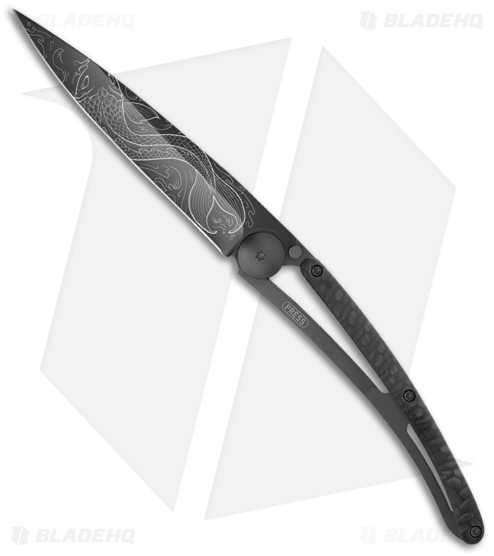 Deejo Python 37g Fish Ultra-Light Frame Lock Knife Black (3.75" Gray)