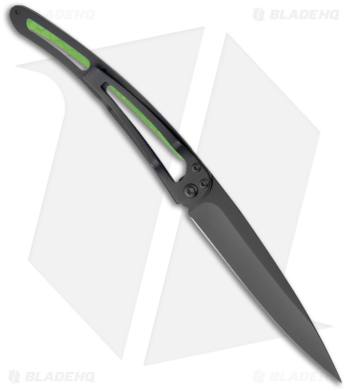 Deejo Python 37g Snake Ultra-Light Frame Lock Knife Green (3.75" Black) 