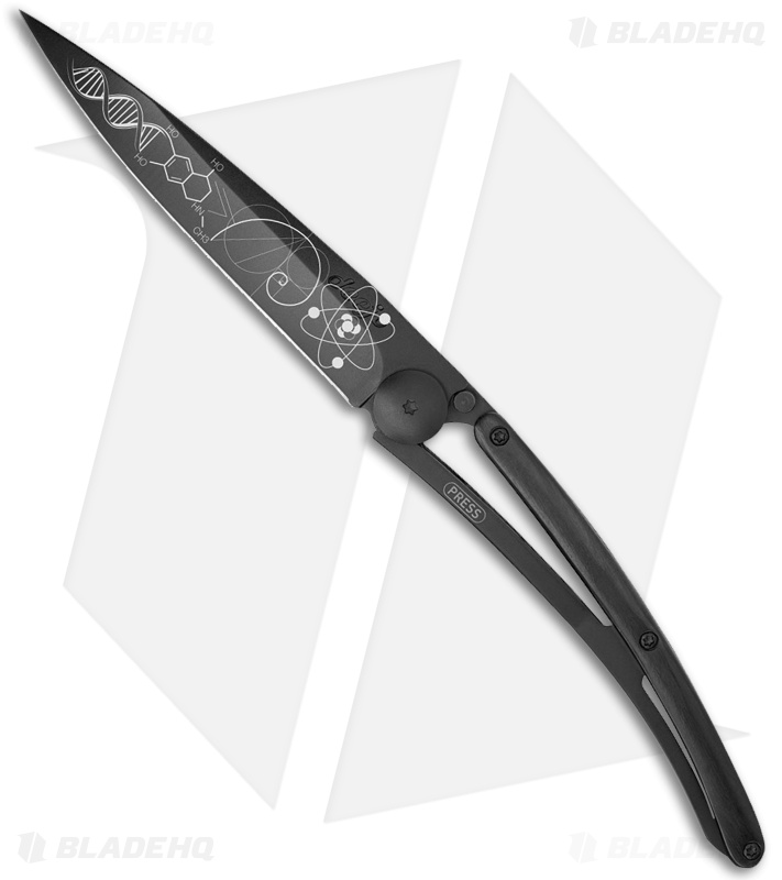Deejo 37g Sciences Ultra-Light Liner Lock Knife Ebony Wood (3.75" Black)