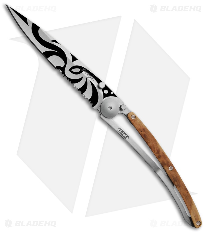 Deejo 37g Tribal Ultra-Light Frame Lock Knife Juniper (3.75" Satin)