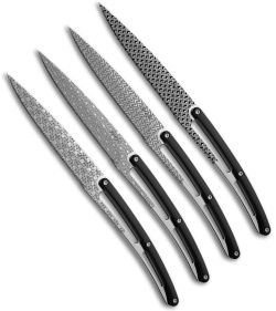 6 Deejo Steak Knives Serrated, Ebony Wood