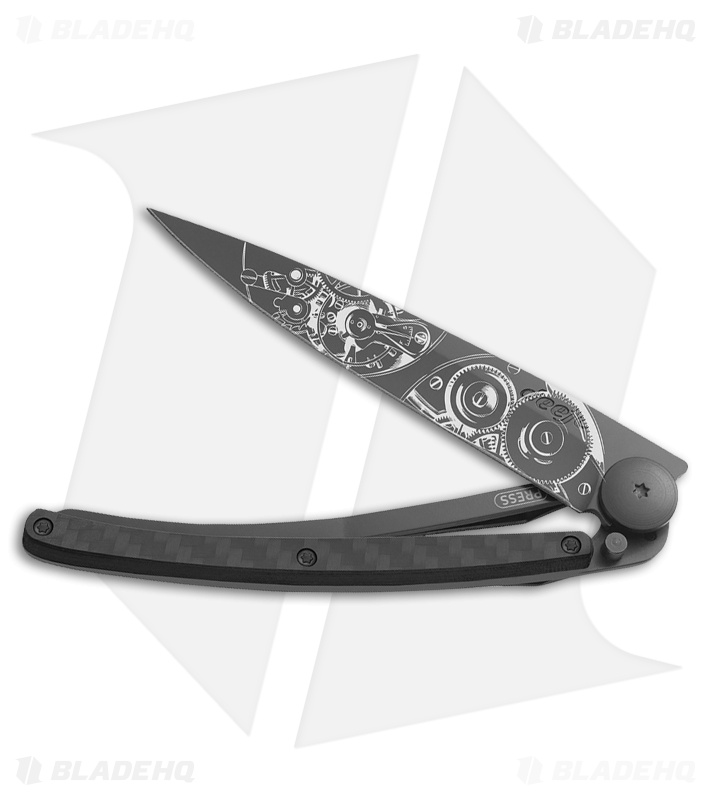 Deejo Watch Tattoo 37g Ultra-Light Knife Carbon Fiber (3.75" Black)