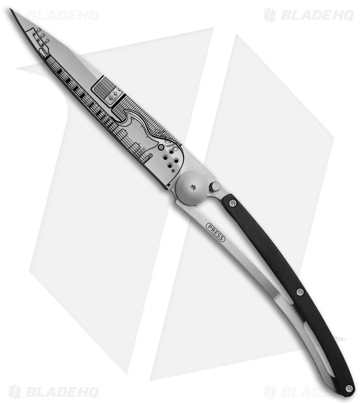 Deejo Tattoo 37g Rock n Roll Ultra-Light Frame Lock Knife Ebony (3.75" Satin)